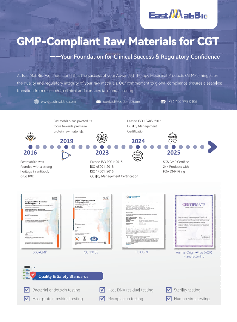 EastMabBio GMP-Compliant Raw Materials for CGT